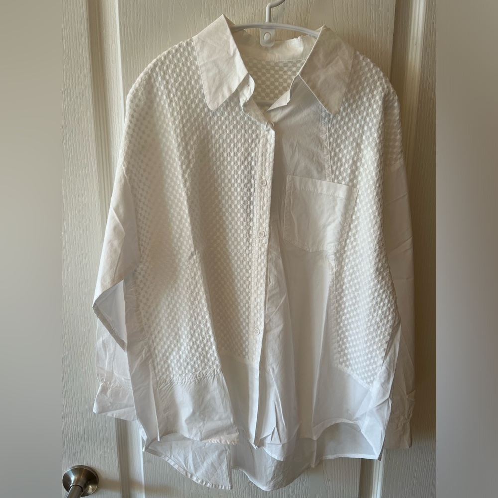 New White Cotton Blouse - image 1